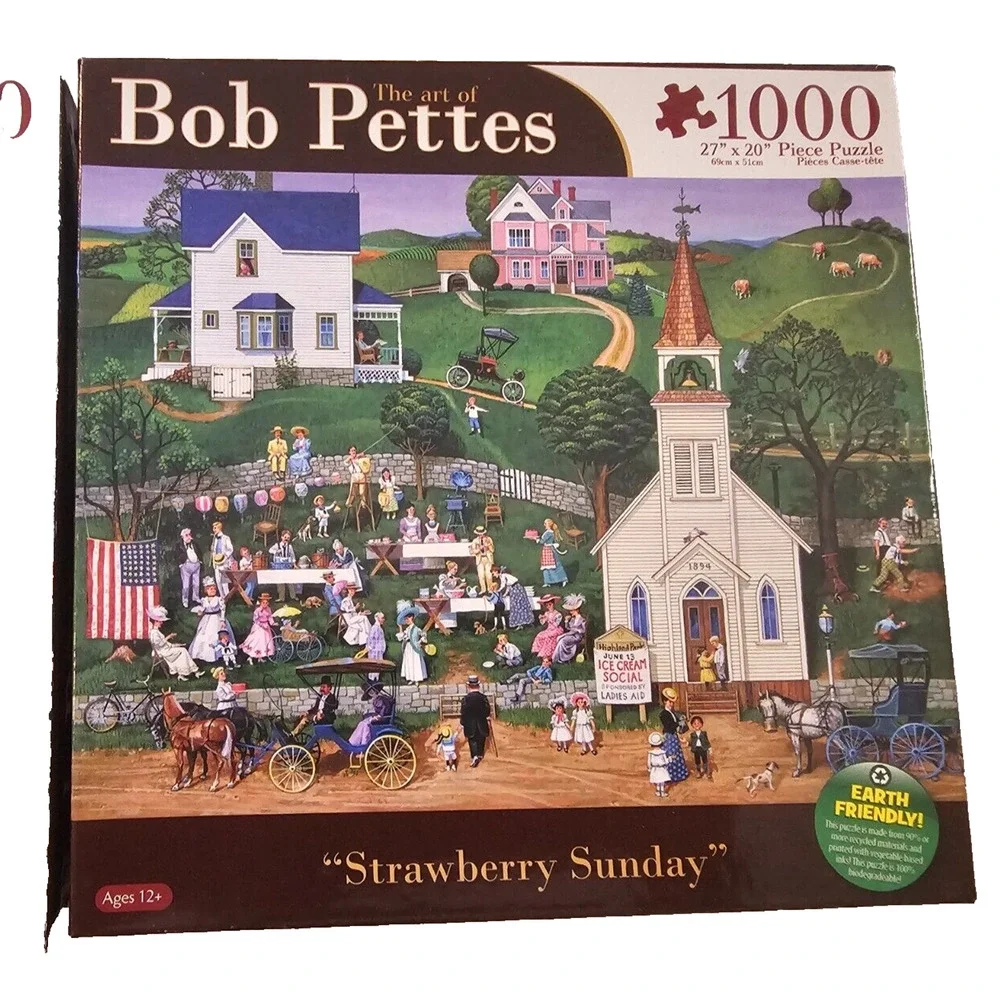 Set of 2 - New - Bob Pettes - 1000 pc Puzzles - Ladium Bay & Strawberry Sunday